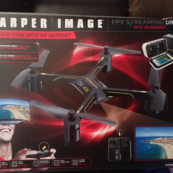 Sharper Image Black and Gray FPV Streaming Drone with VR Headset